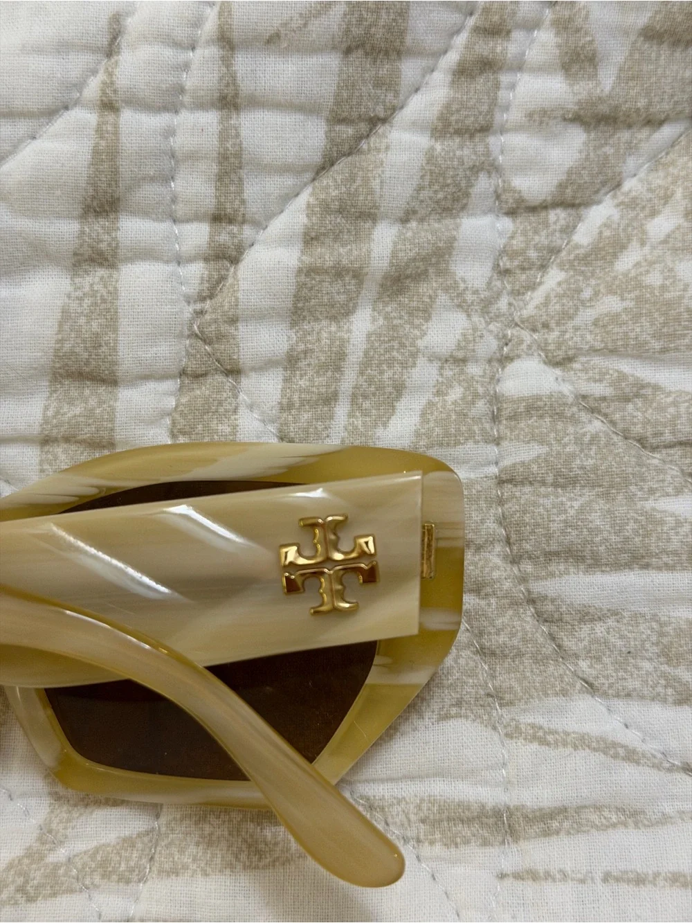 Tory Burch Cream Frame Sunglasses with Brown Lenses